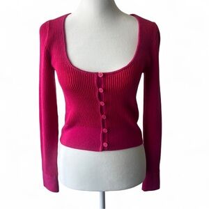 J. Crew Pink Ribbed Button-Up long sleeve women’s top/cardigan